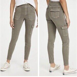 Spanx Women Stretch Twill Ankle Cargo Pants Desert Dune Size L